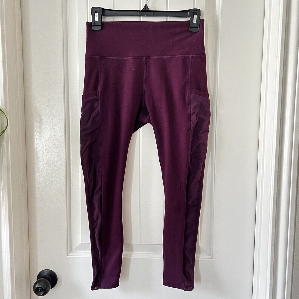 Fabletics Purple Wide Waistband Mid Rise Yoga Leggings Size Small 22” Inseam - Picture 2 of 11